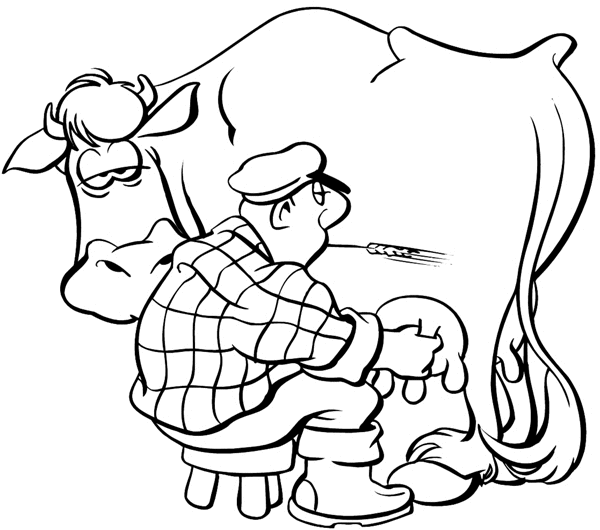 Farmer milking sleepy cow vinyl sticker. Customize on line.       Agriculture Crops Farming 003-0149  